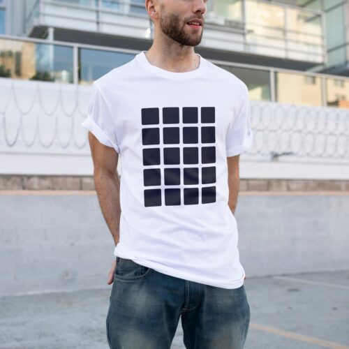 Basic white t-shirt men’s fashion apparel outdoor shoot